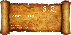 Bekő Rita névjegykártya